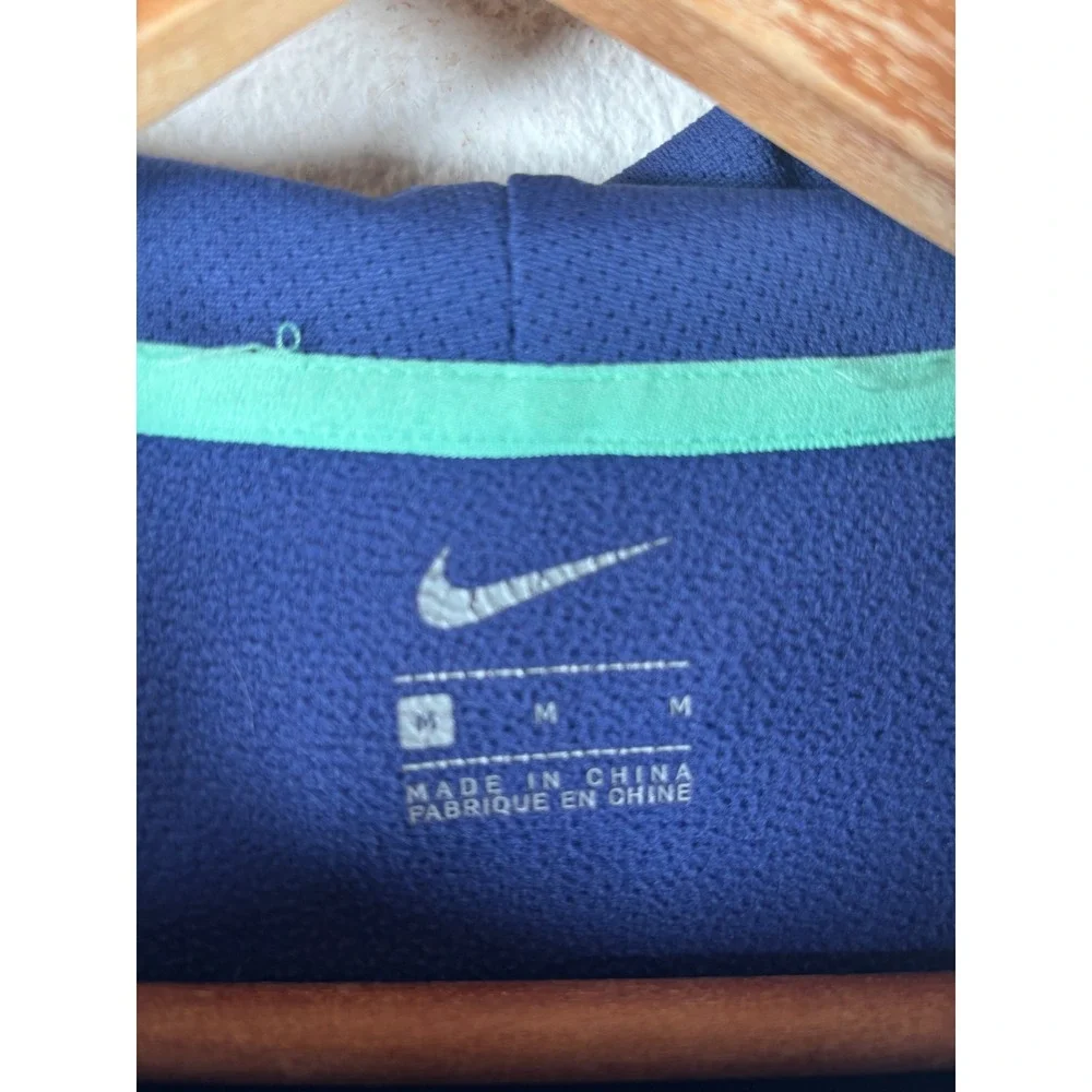 Nike Therma FIT Pullover Hoodie Womens Medium Blue‎ Green Athletic Sweatshirt